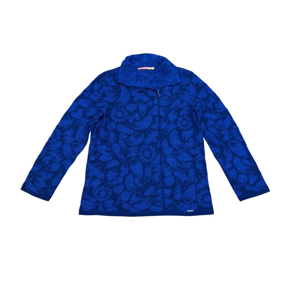 Kuna Blue Floral 100% Baby Alpaca Toggle Cardigan Sweater Women M Medium Cozy